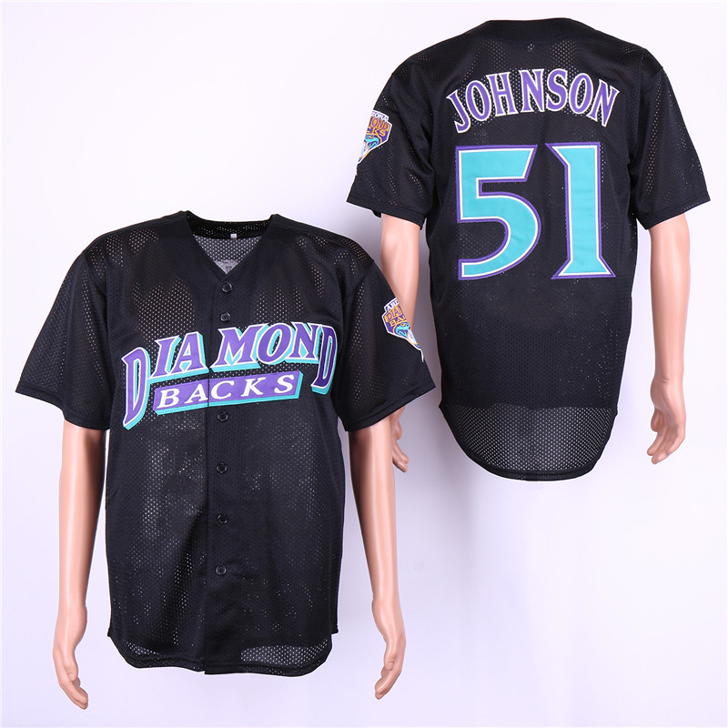Men Arizona Diamondback #51 Johnson Black MLB Jerseys->->MLB Jersey
